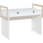 Terre De Nuit - Bureau 2 tiroirs en bois blanc et imitation chêne - BU13038 - Blanc