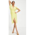 Robes évasées TFNC jaune citron en mousseline mi-longues Taille S classiques pour femme en promo 