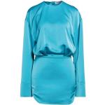 Robes The Attico turquoise en satin à manches longues courtes à manches longues à col rond Taille XXS pour femme 