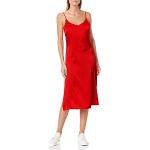 Robes stretch rouges midi à col en V Taille 4 XL plus size look casual pour femme 