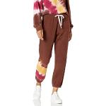 Pantalons classiques marron chocolat à motif tie-dye en polaire Taille XL look fashion pour femme 
