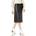 Jupes portefeuille noires en cuir synthétique midi Taille XS classiques pour femme 