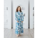 Robes d'été bleus azur à fleurs à volants Taille 3 XL plus size classiques pour femme 
