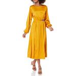 Robes moulantes dorées en satin midi à manches longues Taille XXS classiques pour femme 