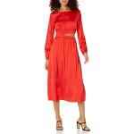 Robes moulantes rouges en satin midi à manches longues Taille XXS classiques pour femme 