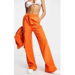 Pantalons taille haute orange en satin Taille XS pour femme en promo 