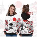 Sweats blancs all Over Hokusai à capuche Taille L look asiatique pour homme 