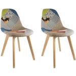 Chaises en bois multicolores patchwork en hêtre en lot de 2 scandinaves 