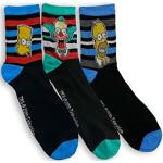 The Simpsons Characters Homer, Bart & Krusty Lot de 3 paires de chaussettes rayées pour homme Taille 39-46, noir, 6-12