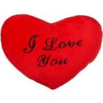 THE TWIDDLERS Coussin en Forme de Coeur Rouge Super Doux, 34x28cm - I Love You/Je t'aime - Cadeau pour Anniversaires & Saint-Valentin