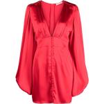 Robes courtes rouges en satin à col en V Taille XL pour femme 