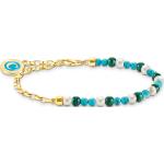 Bracelets de perles Thomas Sabo vert d'eau en or jaune à perles gravés pour femme 