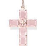 Thomas Sabo Pendentif croix avec grandes pierres roses avec étoile plaqué or rose rose
