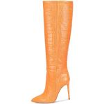 Cuissardes orange en caoutchouc à talons aiguilles Pointure 40 look fashion pour femme 