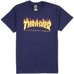 THRASHER Flame T-Shirt pour Homme S Bleu Marine