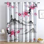 Rideaux à fleurs en polyester à motif fleurs occultants en lot de 2 220x140 look asiatique pour enfant 