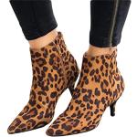 Bottes à effet léopard mollets larges à talons aiguilles à bouts pointus Pointure 41 look fashion pour femme 