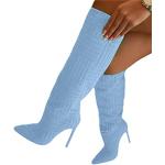 Bottes stretch d'automne bleues en caoutchouc légères à bouts pointus Pointure 43 avec un talon entre 7 et 9cm look fashion pour femme 
