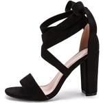 Sandales à talons noires en caoutchouc à bouts ouverts Pointure 39 avec un talon de plus de 9cm look fashion pour femme 