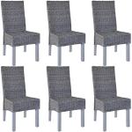 Chaises en bois grises en rotin en lot de 6 modernes 