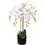 Tidyard Plante Artificielle avec Pot Orchidée 75 cm Blanc - Idéal pour la Décoration de la Maison/Bureau - Belle et Durable