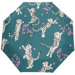 Parapluies pliants roses à motif tigres look fashion pour femme 
