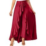 Jupes en jean longues de soirée rouge bordeaux à carreaux en velours à volants midi Taille XL look hippie pour femme 