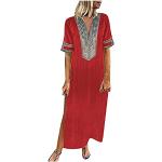 Robes longues ethniques de mariée d'automne rouges à effet léopard en mousseline à sequins à motif papillons maxi à manches trois-quart Taille 4 XL plus size style bohème pour femme 