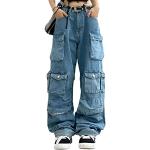 Jeans imprimés bleus en denim Taille XXL look Hip Hop pour femme 