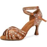 Chaussures de tango marron en daim à strass à bouts ouverts Pointure 40 pour femme 