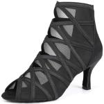 Chaussures de tango noires en cuir synthétique à strass respirantes à bouts ouverts Pointure 39 look fashion pour femme 