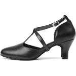 Chaussures de tango noires en cuir synthétique à motif vaches respirantes Pointure 37 look fashion pour femme en promo 