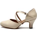 Chaussures de tango beiges en cuir synthétique à motif vaches respirantes Pointure 39 look fashion pour femme 