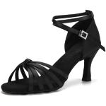 Chaussures de danse noires en daim à strass respirantes à bouts ouverts Pointure 36 classiques pour femme 