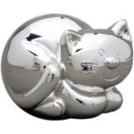 Tirelires argentées en métal à motif chats 
