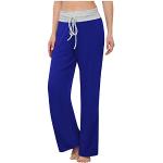Pantalons en lin de soirée bleus en cuir synthétique Taille L plus size look fashion pour femme 