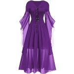 Robes en dentelle vintage de mariage violettes en satin à motif papillons à col en V Taille L plus size steampunk pour femme 