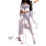 Robes de cocktail de mariée blanches respirantes à capuche mi-longues à manches longues à col rond Taille XXL plus size look hippie pour femme 
