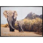 Tableaux sur toile Atmosphera marron en bois à motif éléphants modernes 