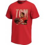 T-shirts col rond rouges en coton Tom Brady à manches courtes à col rond Taille S pour homme 