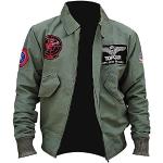 Tom Cruise Top Air Force G1 Maverick Flight Aviator Pilot Blouson en coton vert pour homme, Vert, L