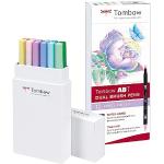 Set 6 ABT Dual Brush Pen, feutre avec pointe fine et pointe pinceau Tombow,  à base d'eau - couleur gris pas cher