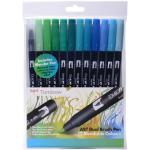 Tombow ABT Lot de 12 stylos feutre-pinceau double avec mélangeur Couleurs de l'océan