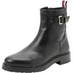 Low boots Tommy Hilfiger noires en cuir Pointure 36 look fashion pour femme en promo 