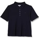 T-shirts fashion Tommy Hilfiger bleues foncé en coton mélangé bio à manches courtes Taille 3 XL classiques pour femme 