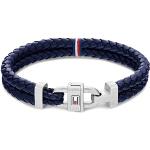 Bracelets Tommy Hilfiger bleu marine en cuir en acier look fashion pour homme en promo 