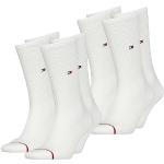 Tommy Hilfiger Lot de 4 paires de chaussettes de sport unisexes pour homme et femme, 85 % coton, noir, blanc, gris, 39-42 43-46 47-49, Blanc (3465), 39-42