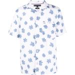Chemises Tommy Hilfiger blanches à motif fleurs en lin à manches courtes pour homme en promo 