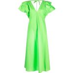 Robes Tommy Hilfiger vertes à manches courtes bio éco-responsable longues à manches courtes à col en V Taille XS pour femme en promo 