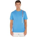 T-shirts fashion Tommy Hilfiger Iconic bleues foncé en coton bio à manches courtes à col rond Taille M look casual pour homme en promo 